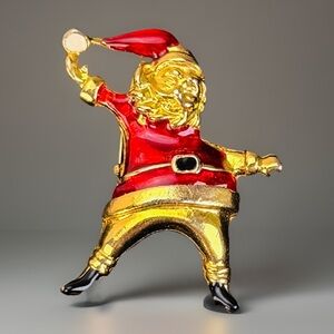 Festive Vintage Holiday Christmas Santa Claus Brooch Pin